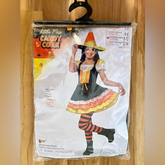 NWT, ‘Little Miss Candy Corn’ Witch Costume- Black, Orange, Yellow, Girl’s 8/10 - Picture 2 of 6